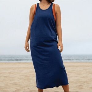 Left On Friday Navy and Rust Midi Dress